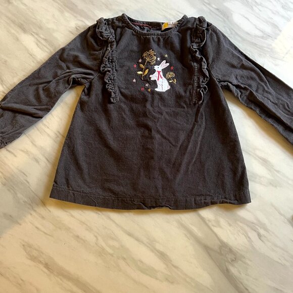 Pretty Baby Blouse with Bunny in Gray Corduroy by Baby Boden - Size 2  - 3 years - Picture 1 of 12